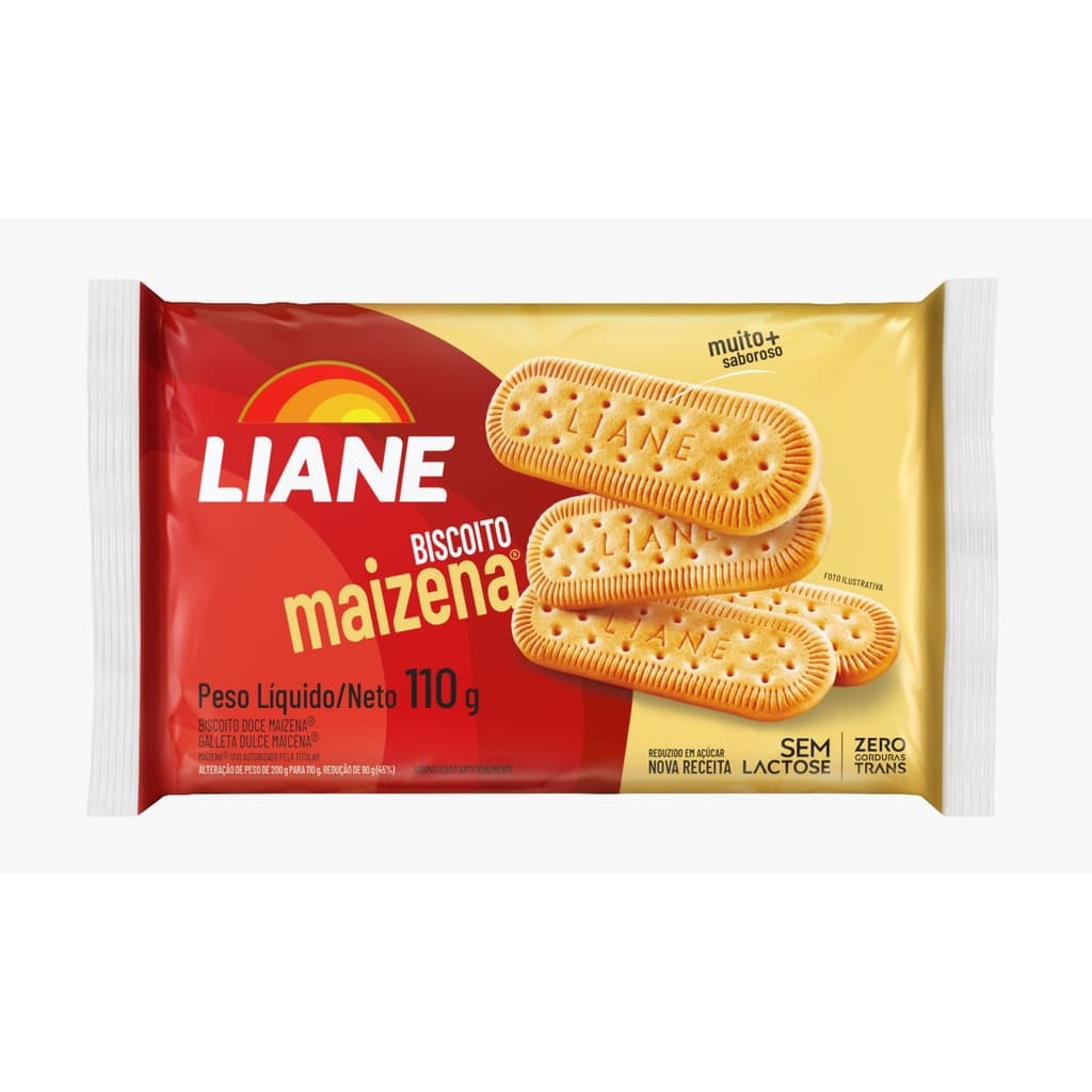 BISCOITO MAIZENA ZERO LEITE LIANE 110g ou 330g | Sem Lactose | Bolacha Vegana | Apto a APLV