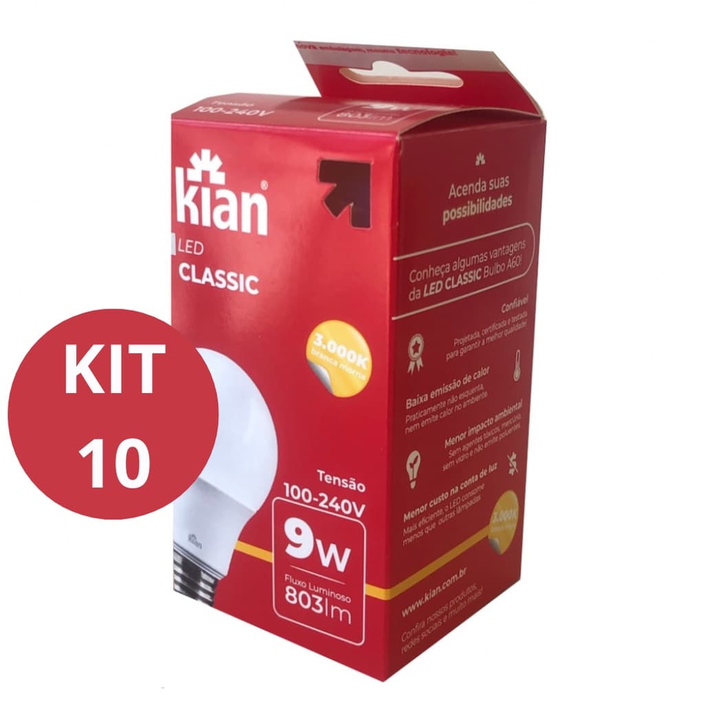 Kit 10 Lâmpadas LED Amarela 9w 3000k Casa e Decoração 2022