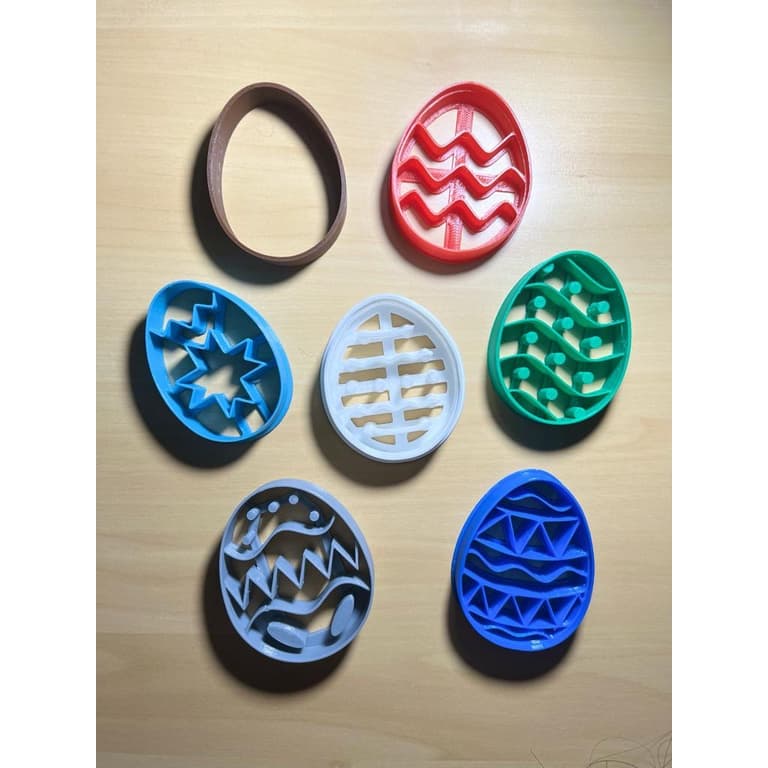 Kit7 Cortadores Formas Para Biscoito De Ovos Páscoa Impressão3D Bolacha Cookie Massa Pasta Americana