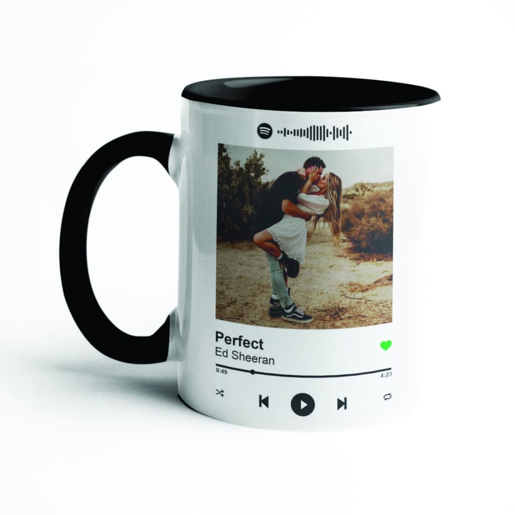 Caneca Spotify Interativa - Interior e Alça Preto - Personalize a Sua!