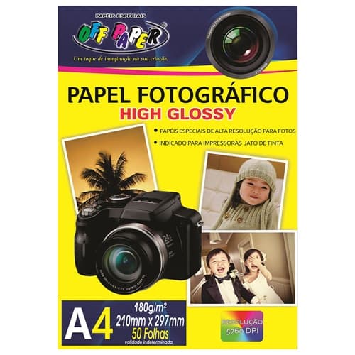 Papel Fotográfico High Glossy 180G – Tamanho A4 com 50 Folhas - Papel Foto