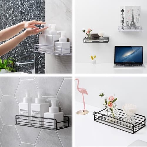 Suporte Para Porta Shampoo organizador de sabão Prateleira De Banheiro Ou Cozinha e Banheiro Metal De Aço Só Usa Adesivo Para Parede