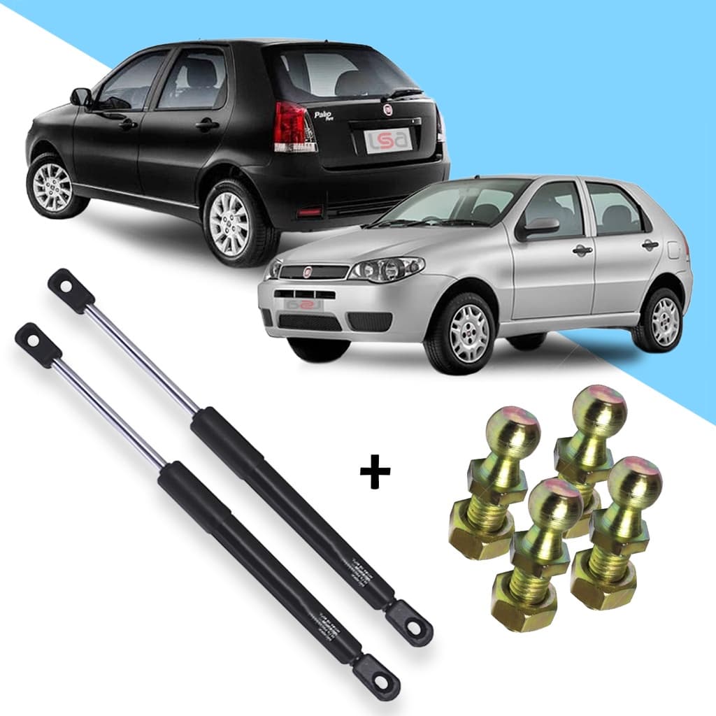 Amortecedor Porta Malas Traseira Fiat Palio 1996 até 2011 + 4 Pinos Parafuso Esférico Porta Malas