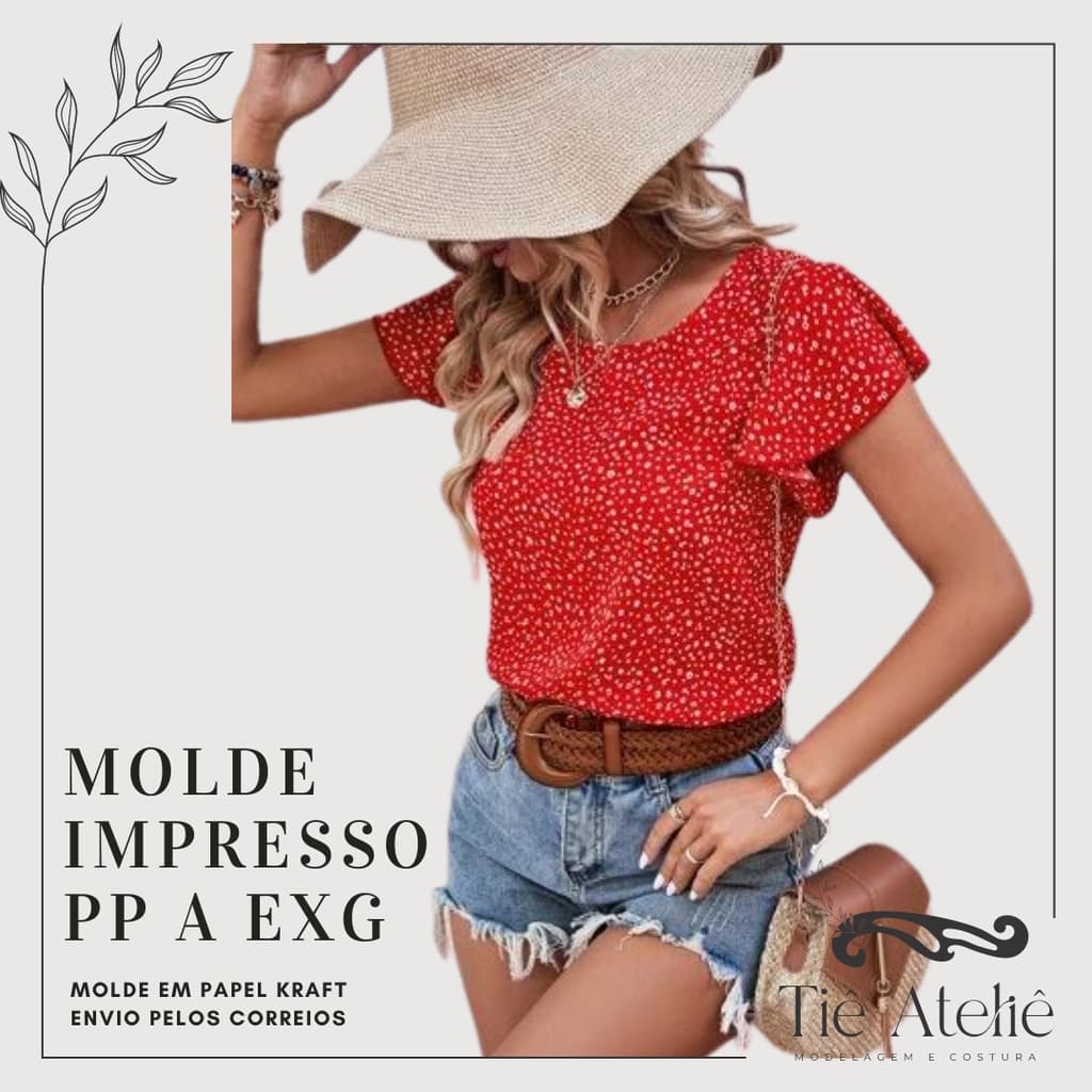 MOLDE EM PAPEL KRAFT DE BLUSA MANGA SINO PARA COSTURA MODELAGEM EM PAPEL KRAFT