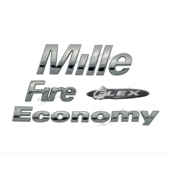 Emblemas Mille Fire Economy Cromados E Adesivo Flex Resinado