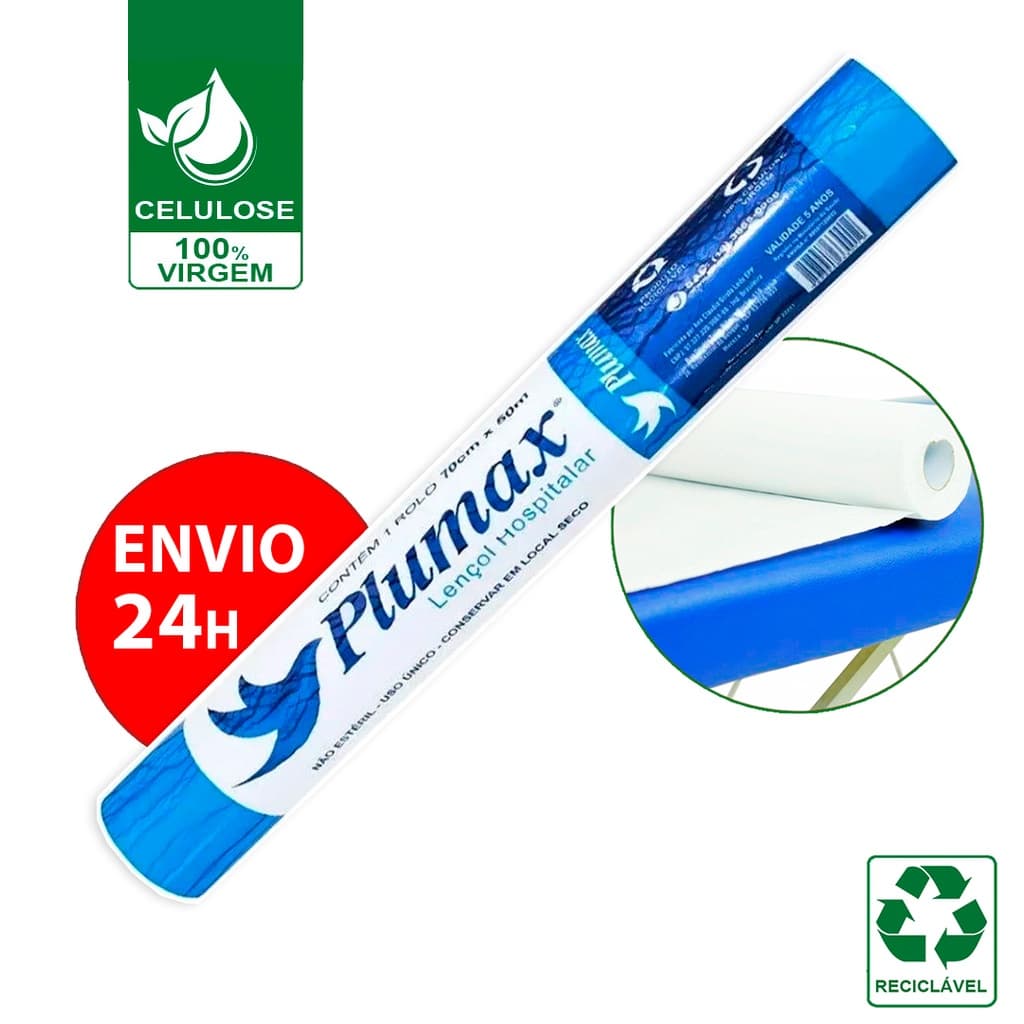 Rolos de Papel Lençol Descartável para Maca 70cm x50m Hospitalar Estética Massagem Manicure Tatuagem