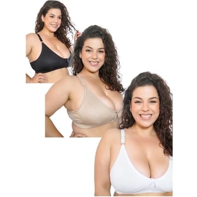 3 sutiã plus size reforçado sustentação duplo alça regulável sutien