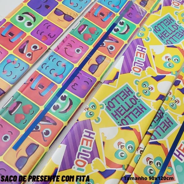 Saquinho de presente 90x120  (PRESENTE) + FITAS - Infantil
