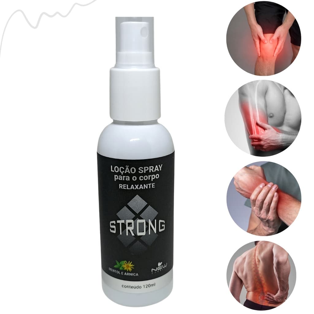 Loção Spray para Corpo Strong New Connect Alivio Dores Pancadas Torções Dores musculares e Hematomas