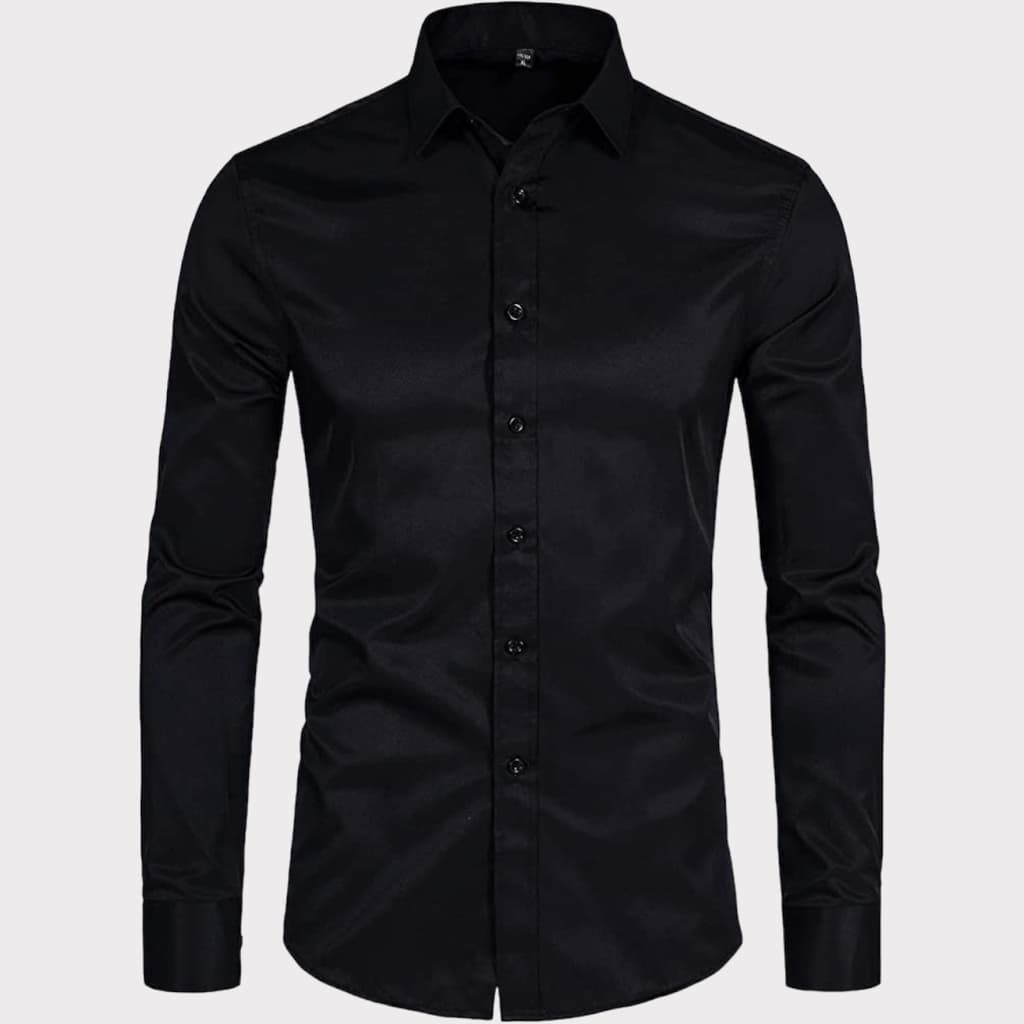 Camisa slim fit manga longa social masculina premium preta super estilosa