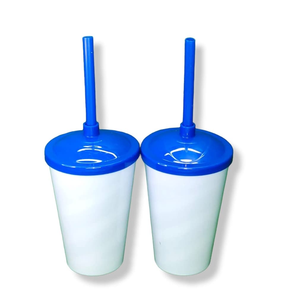 Kit 10 Copo Branco 400ml Com Tampa e Canudo Coloridos Lembrancinha Personalização