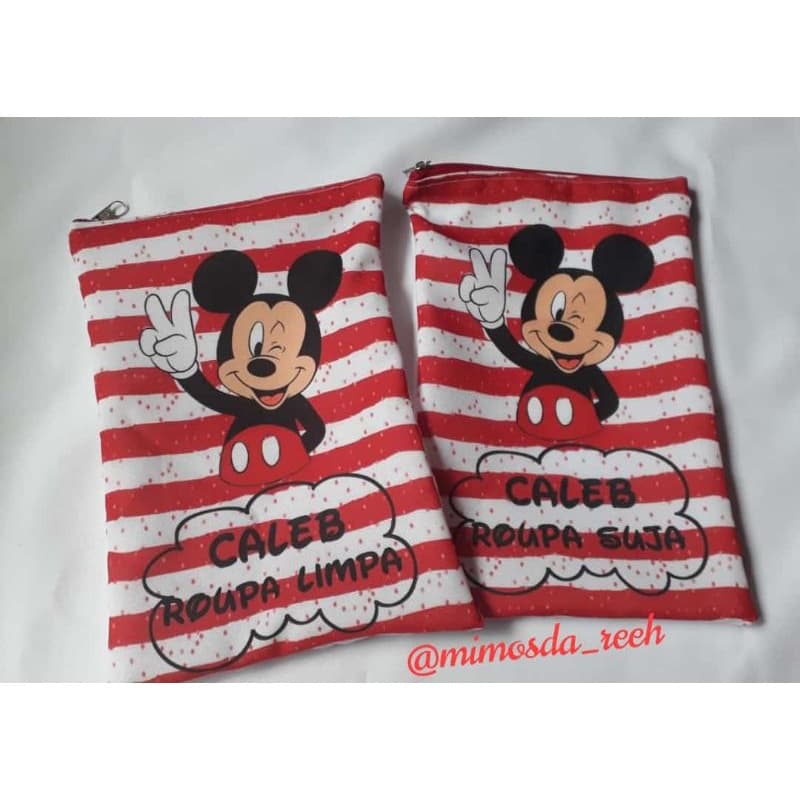Saquinho Roupa Suja e Limpa Personalizado / Kit Creche / Volta as aulas / Tema Mickey