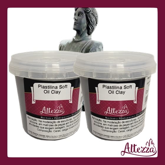 Massa Modelar Plastilina Cinza Altezza 2 x 500g Cera De Abelha
