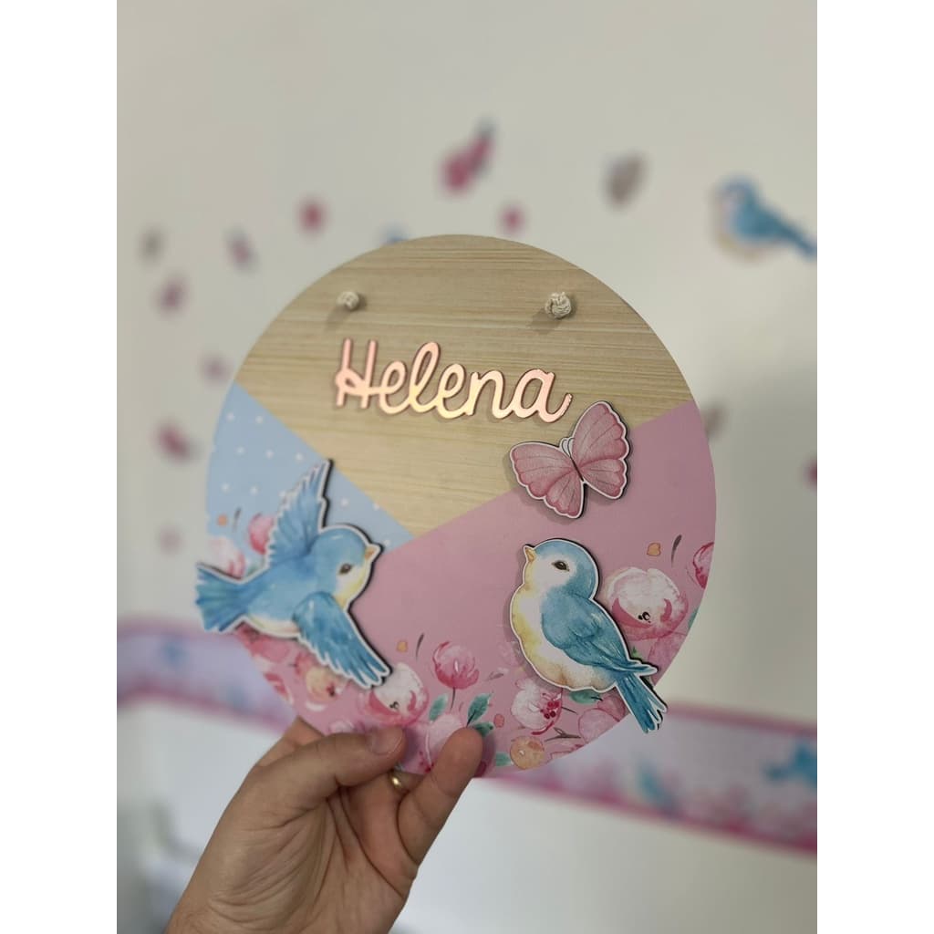 Porta Maternidade Jardim Encantado Relevo e Nome Acrílico Enfeite de porta Infantil decoração infantil quarto de bebê