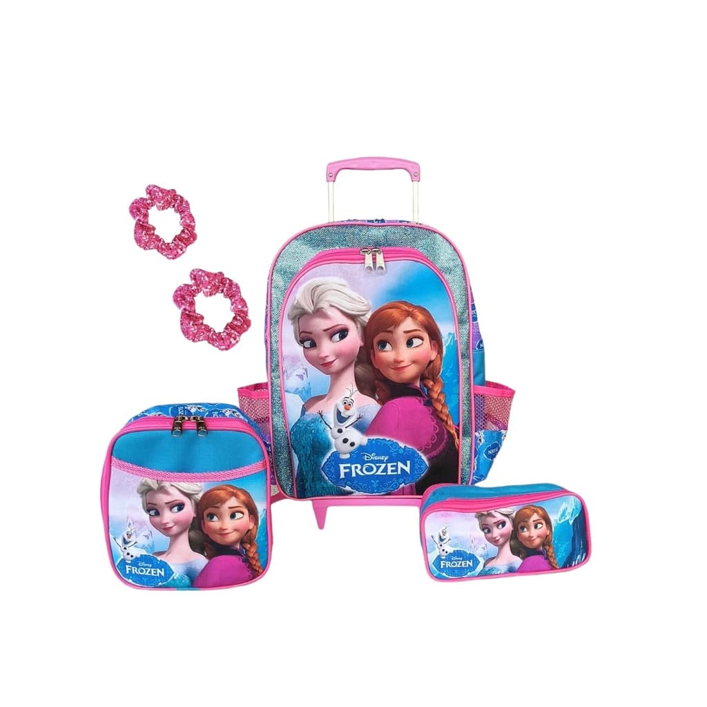 Kit Infantil Escolar Mochila Rodinhas Frozen princesa infantil escolar meninas lancheira térmica estojo duas divisões