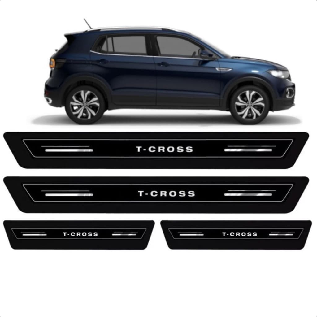 Kit Soleira Resinada Proteção Porta Volkswagen T-Cross Preto