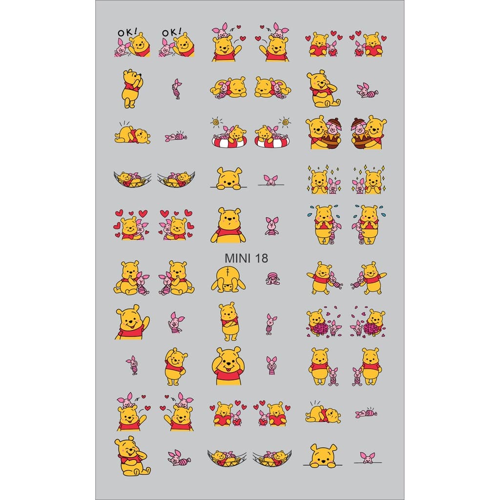 60 Adesivos de Unha 3D Ursinho Pooh PRÉ PRONTO - modelo MINI 18