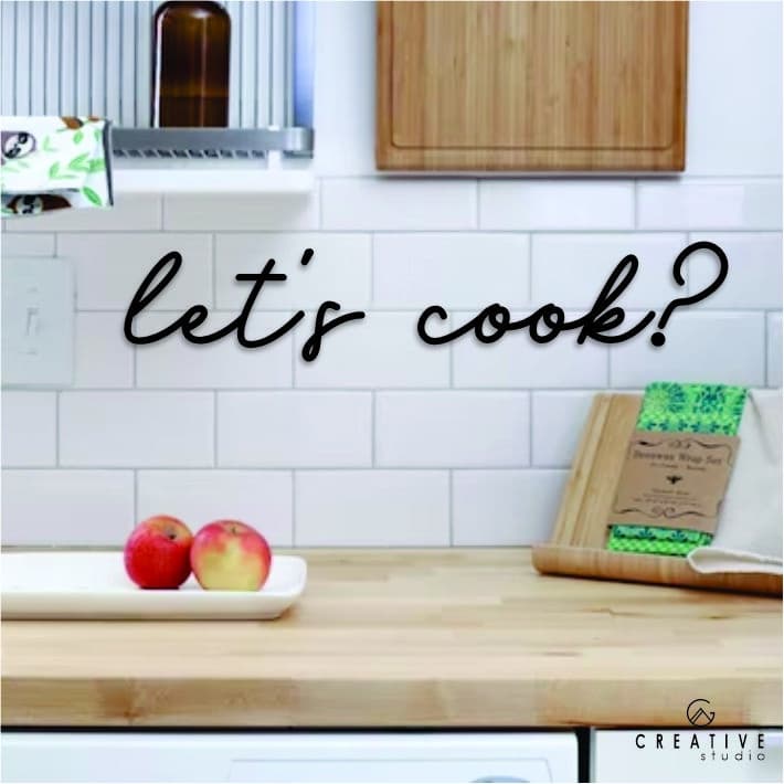 Frase de Parede Let's Cook? Vamos Cozinhar? MDF 3mm Decorativo Palavras Letras Sala Casa Lettering