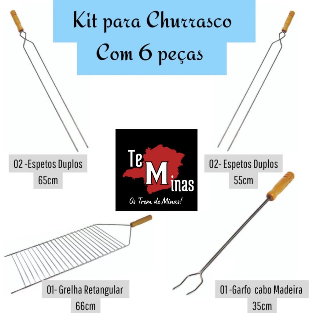Kit para Churrasco com 06 Peças