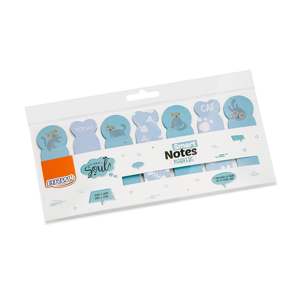 7 Marcadores de páginas smart notes markers 18 mm x 65 mm - 20 folhas  (Vários modelos, Escolha!) BRW.