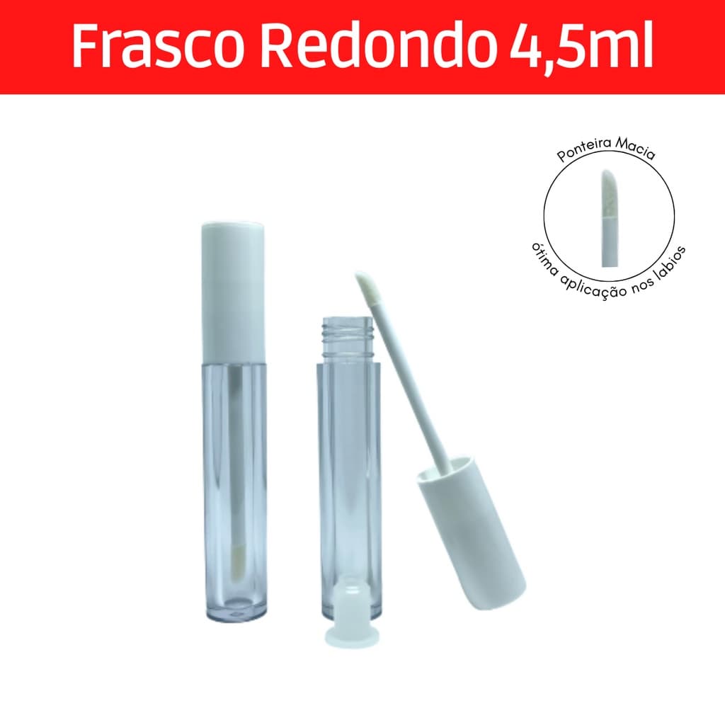 Batom Brilho Labial Gloss Frasco 4,5ml Embalagem Vazia Uso Profissional Salão de Beleza 10und