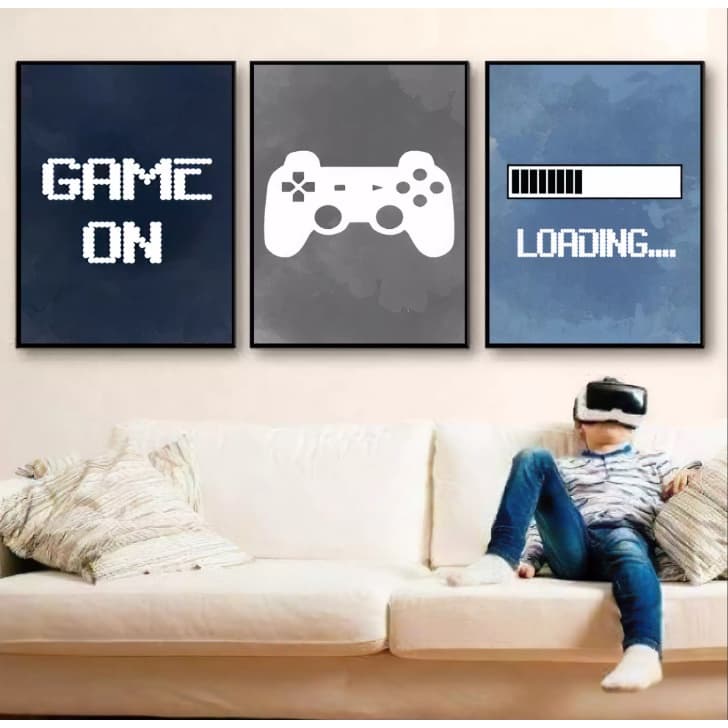 Quadro decorativo 3 telas Game On