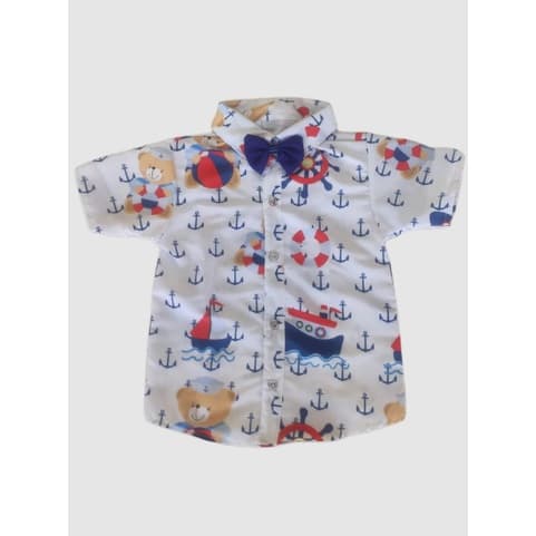 Camisa Urso Marinho Roupas Infantis Roupa de menino Moda Infantil Blusa + GRAVATA