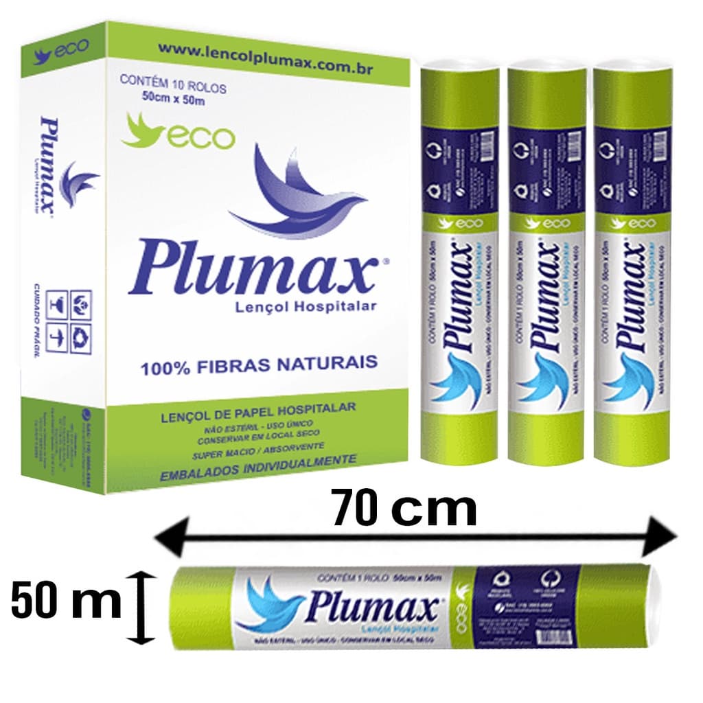 Rolos de Papel Lençol Descartável Maca 70cm x50m - 5 Rolos