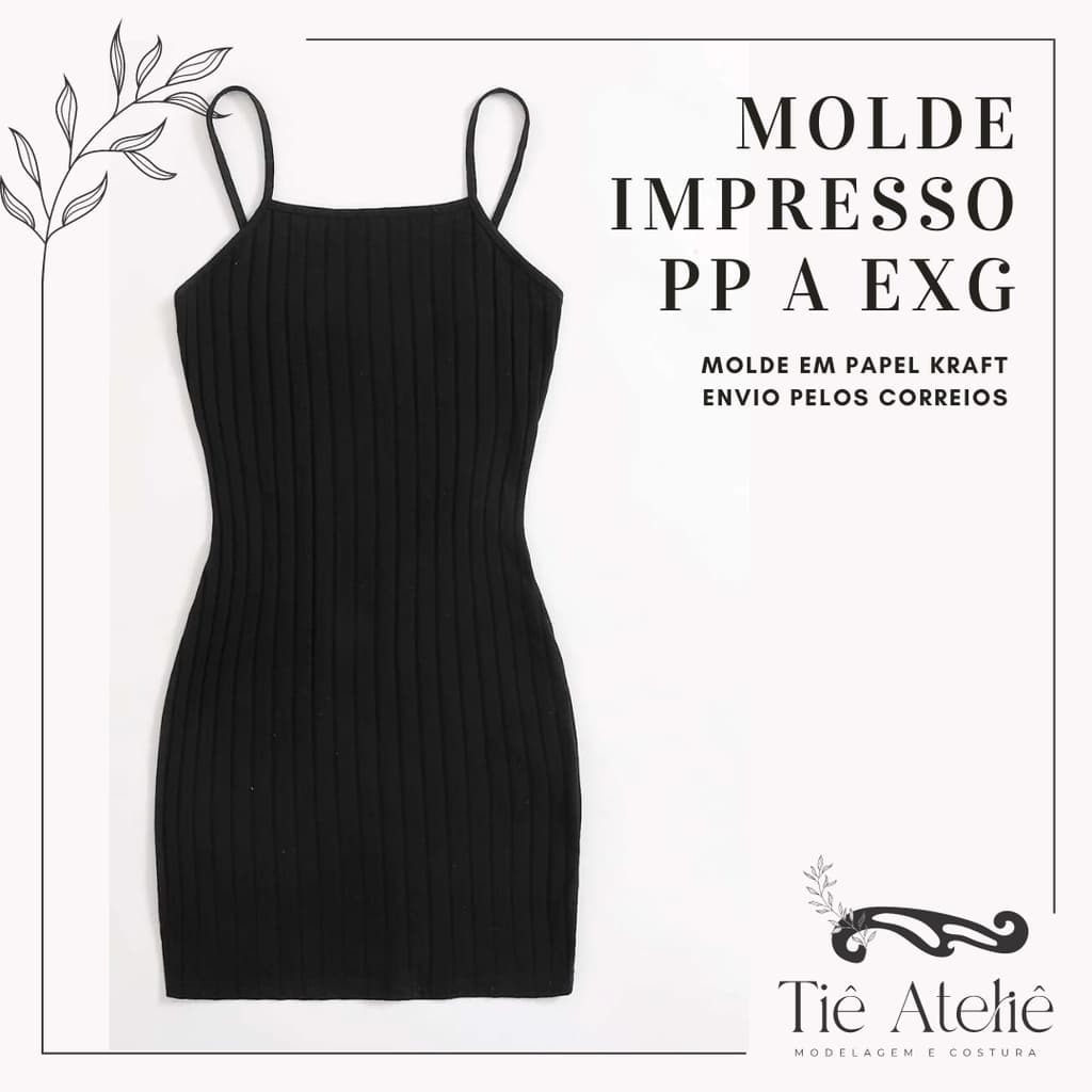 MOLDE EM PAPEL KRAFT DE VESTIDO ALCINHA JUSTO PARA MALHA COSTURA MODELAGEM EM PAPEL KRAFT