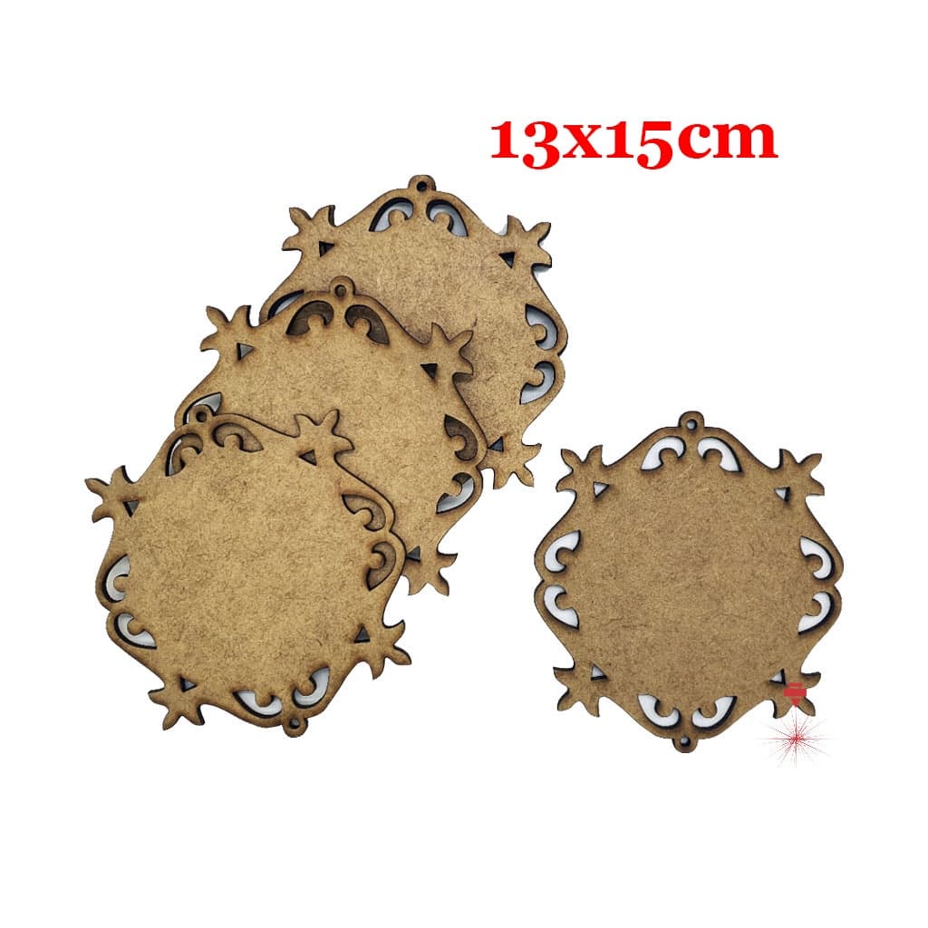 20 Plaquinha Moldura Escapulario MDF CRU Personalize 15x13cm
