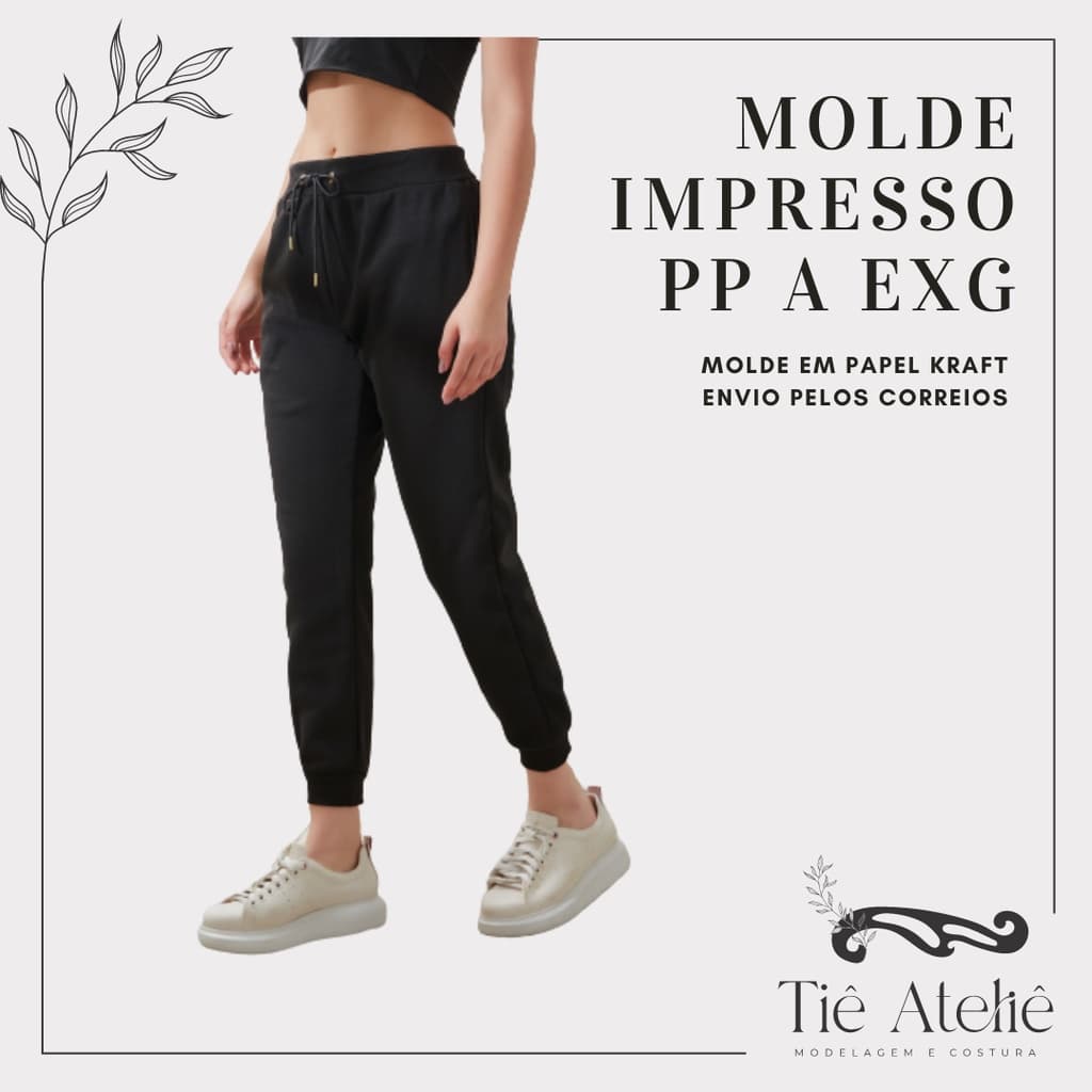 MOLDE EM PAPEL KRAFT DE CALÇA MOLETOM FEMININA PARA COSTURA MODELAGEM EM PAPEL KRAFT
