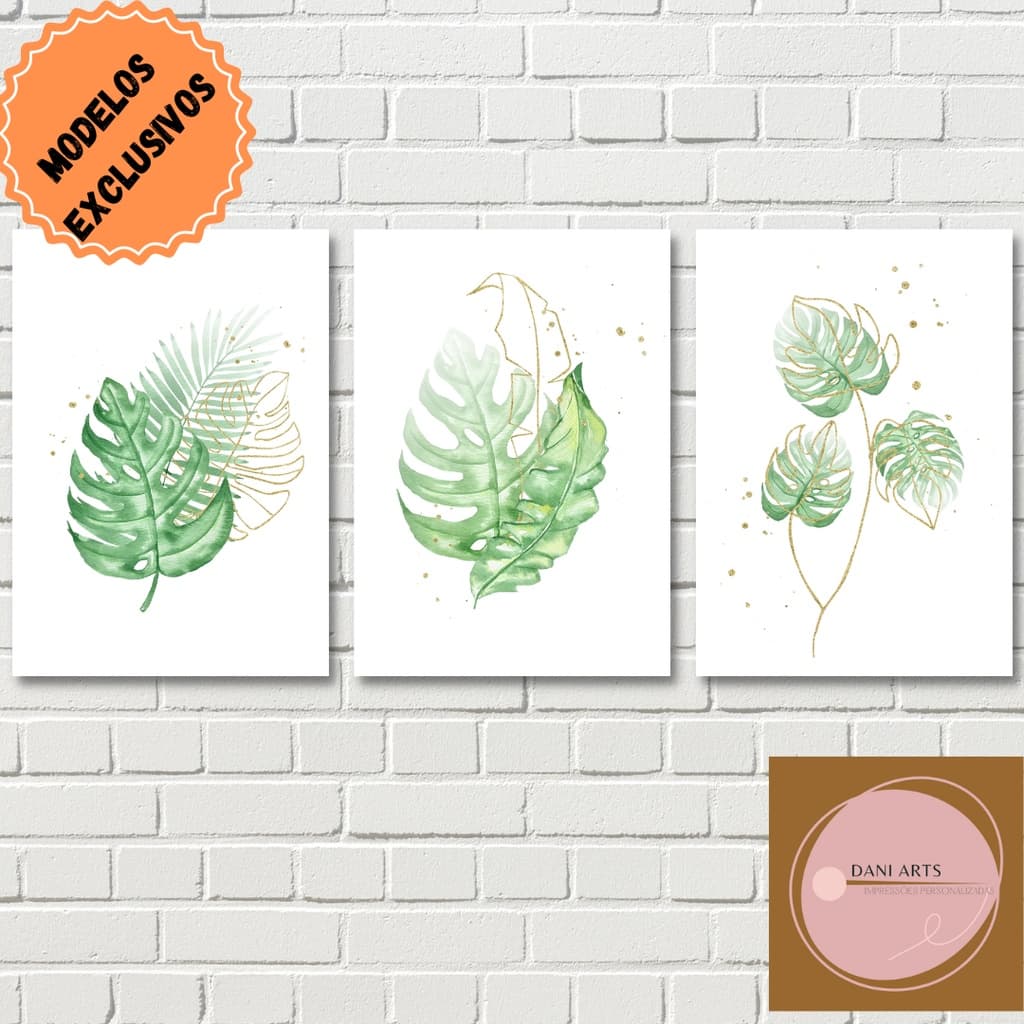 Quadros decorativos folhagens|folhas| mdf 19x28