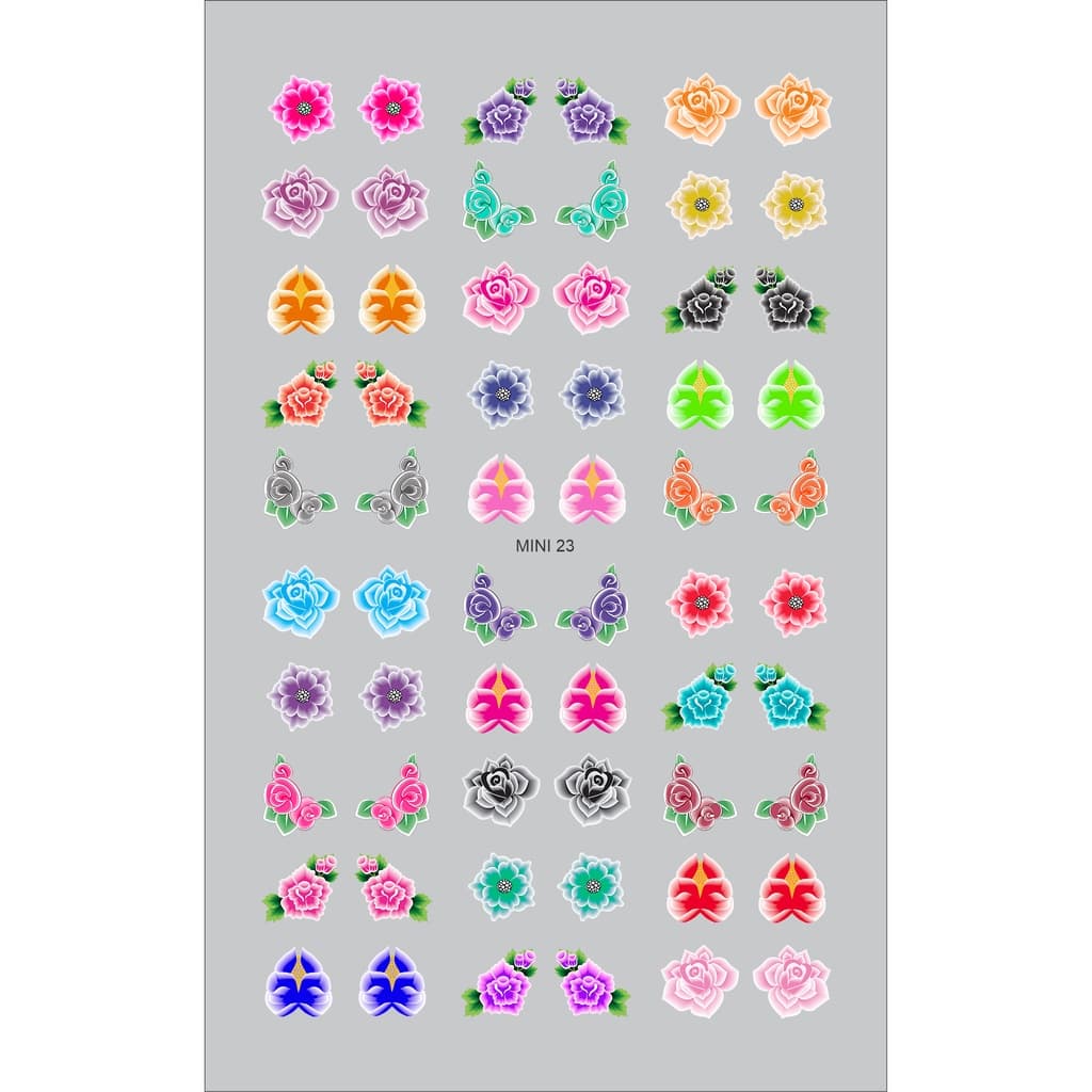 60 Adesivos de Unha 3D Flores PRÉ PRONTO - modelo MINI 23