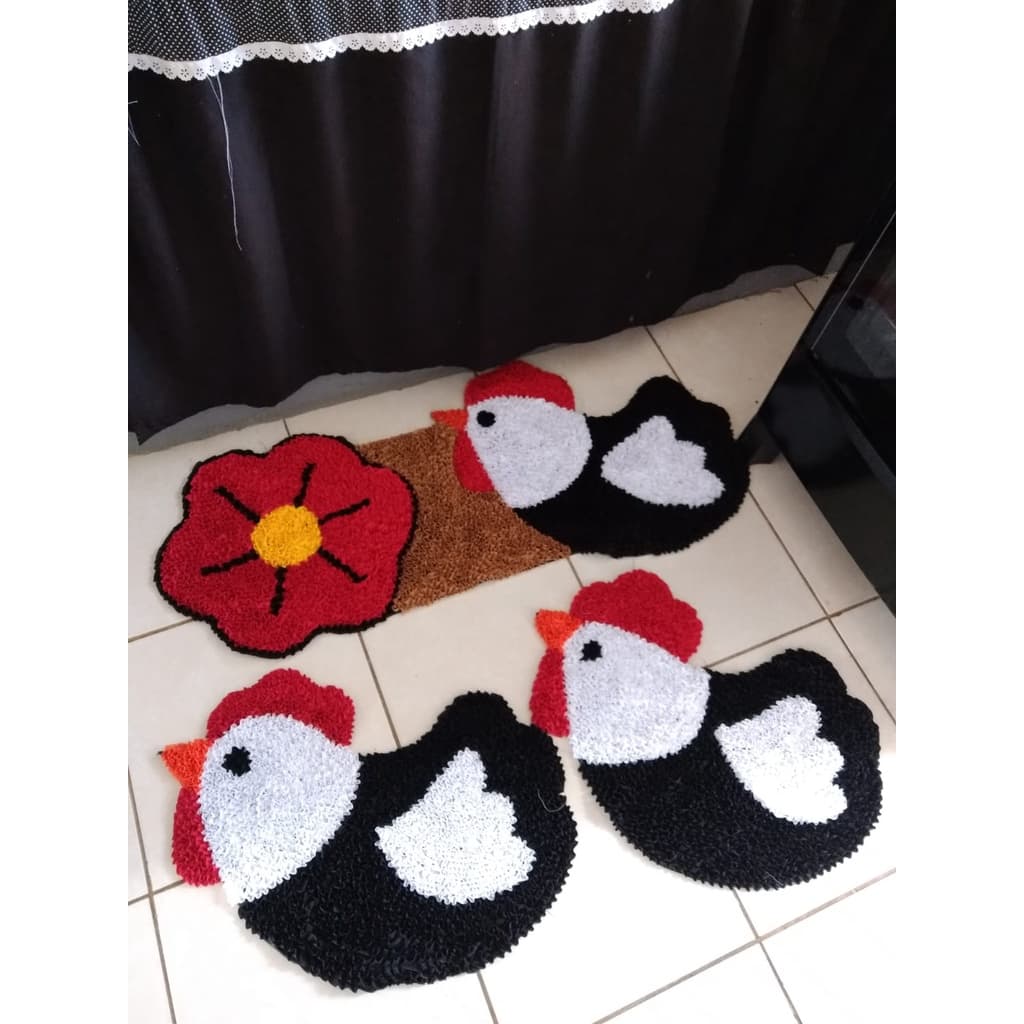 Conjunto de Tapetes para cozinha de Galinhas