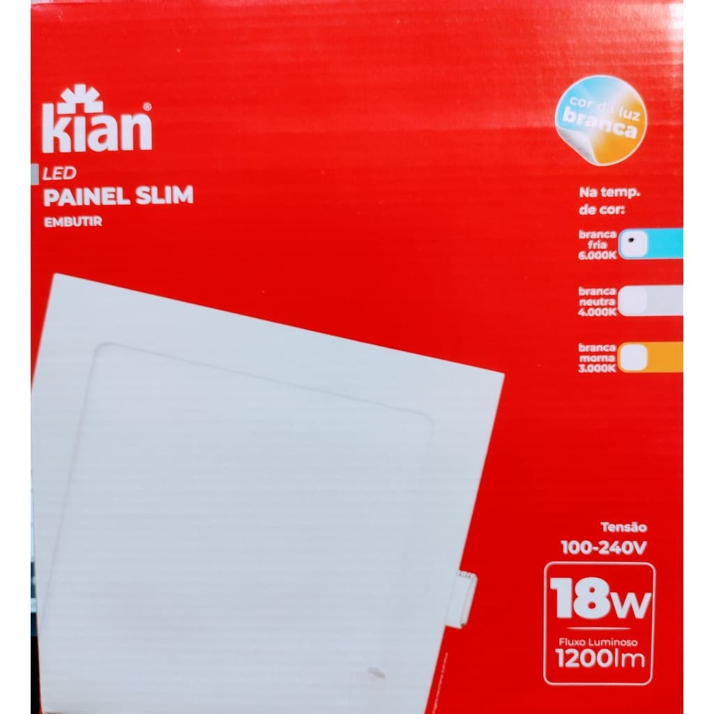 Kit 4 Painel Plafon Led Embutir Quadrado 18w 6000k Kian