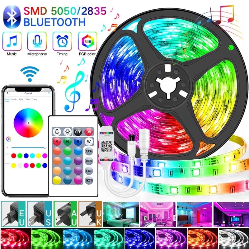 Fita Led Ultra Rgb 5050 5 Metros Com Controle Rolo 5m 16 Cores Colorida 300 Leds Aprova D'agua