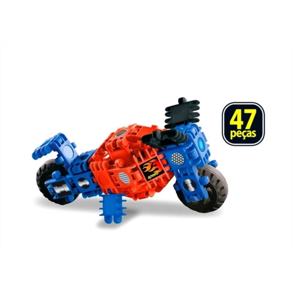 Brinquedo De Montar Clic E Lig Motorcycle Moto 47 Peças Lego