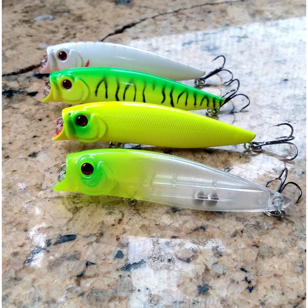 Isca Artificial Meia Água Verde Limão ,Rajado, Branco.Pesca de Dourados,Tucunarés,Robalos,Traíras