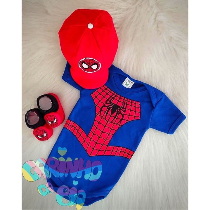 Body Temático Mesversário bebê menino Homem Aranha
