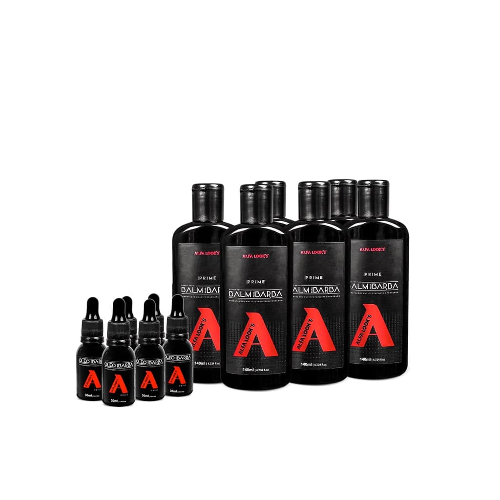 6 Unid de Balm para Barba + 6 Unid de Óleo para Barba Alfa Looks Prime
