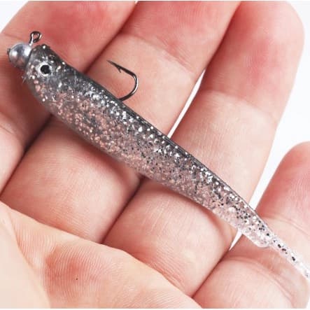 ISCA ARTIFICIAL LAMBARI BRILHANTE COM ANZOL JIG HEAD PARA PESCA