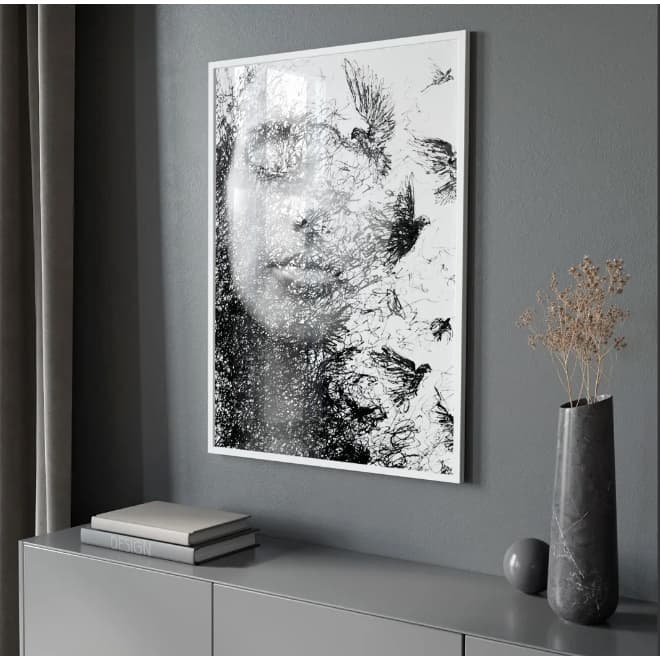 Quadro Decorativo Grande Mulher Abstrata Linha