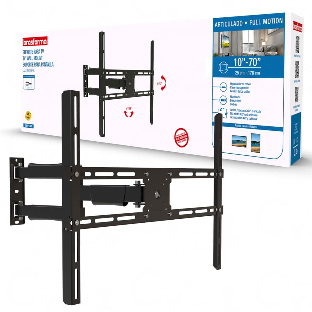 Suporte Para TV Televisão Tela Plana Plasma Smart TV Tri Articulado De 23 A 70Pol. + Kit Instalação