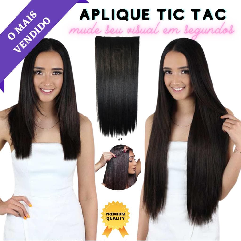 Aplique Tic Tac Weng Extensão De Cabelo Longo Idêntico Ao Humano Volume 70cm