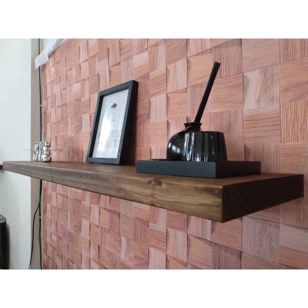 Prateleira Reta Painel Imbuia 80x19 Cm Profundidade Decoração Móveis Racks Rustico Industrial Pinus Super Grossa
