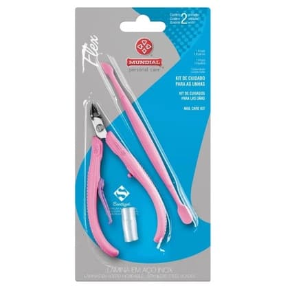 Alicate Mundial Flex + Espátula plástica - Kit cuidado com as unhas