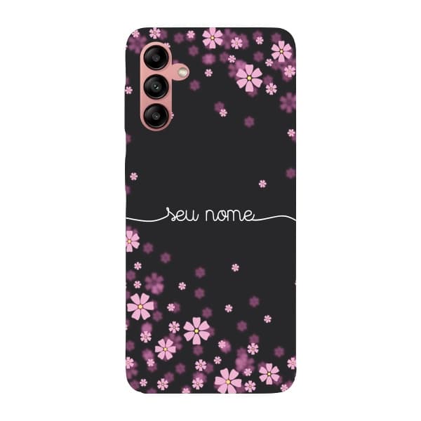 Capinha para Samsung A04s Anti Impacto Personalizada - Flores Lilás com nome