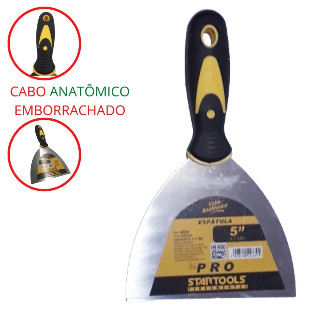 Espátula Reta Para Obras Massa Corrida Drywall Gesso e Pintura 5'' Inox Uso Geral Cabo  Original
