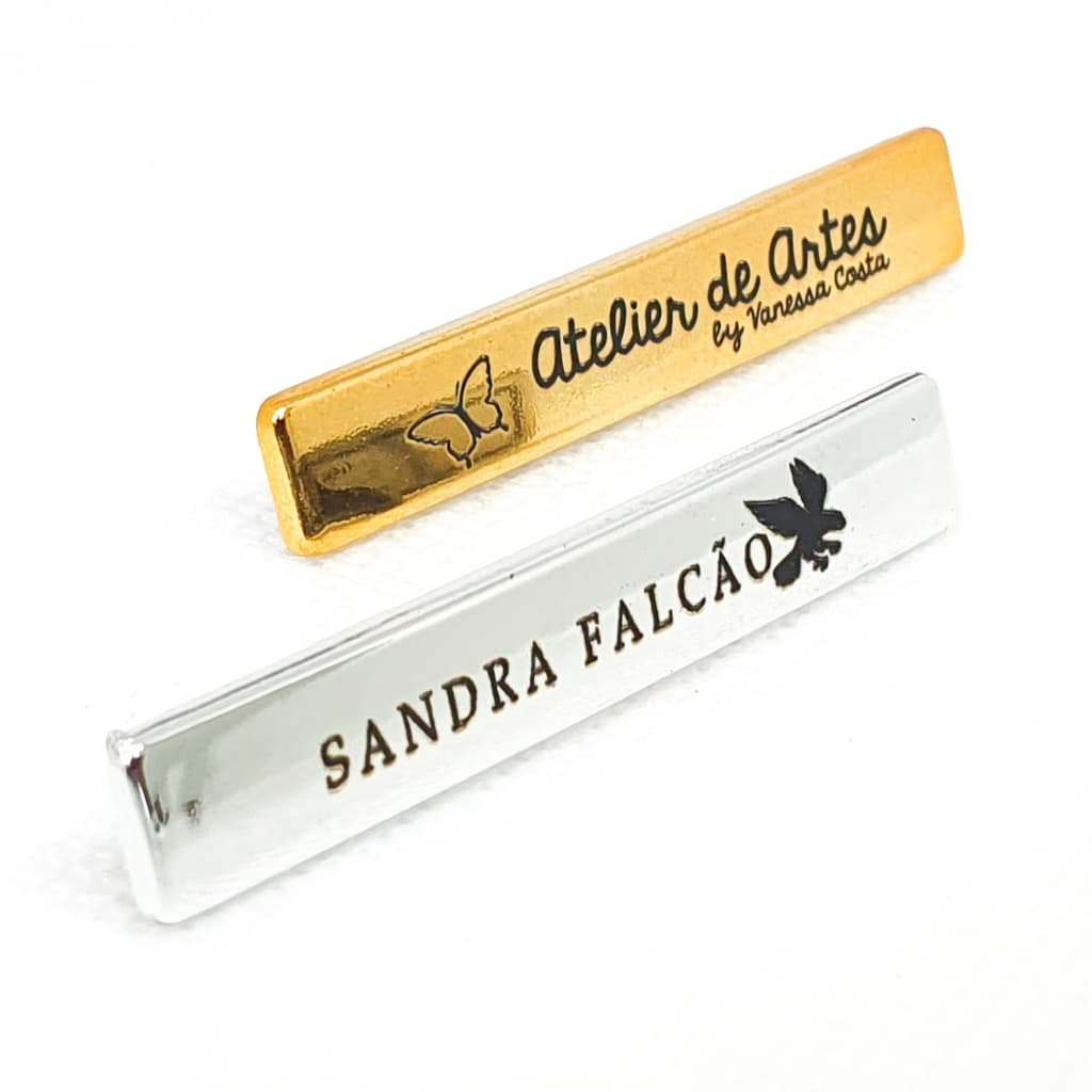 Etiqueta Personalizada 5.0×0.8 Cm Plaquinha De Metal 10 unidades Douradas