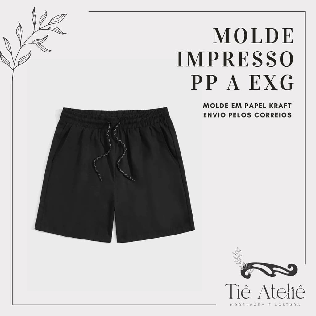 MOLDE EM PAPEL KRAFT DE BERMUDA MASCULINA PARA COSTURA MODELAGEM EM PAPEL KRAFT